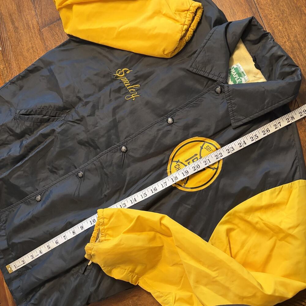 Vintage Maple Jacket Mens Medium Black Yellow Softball 1977 Champs Windbreaker - Picture 12 of 13
